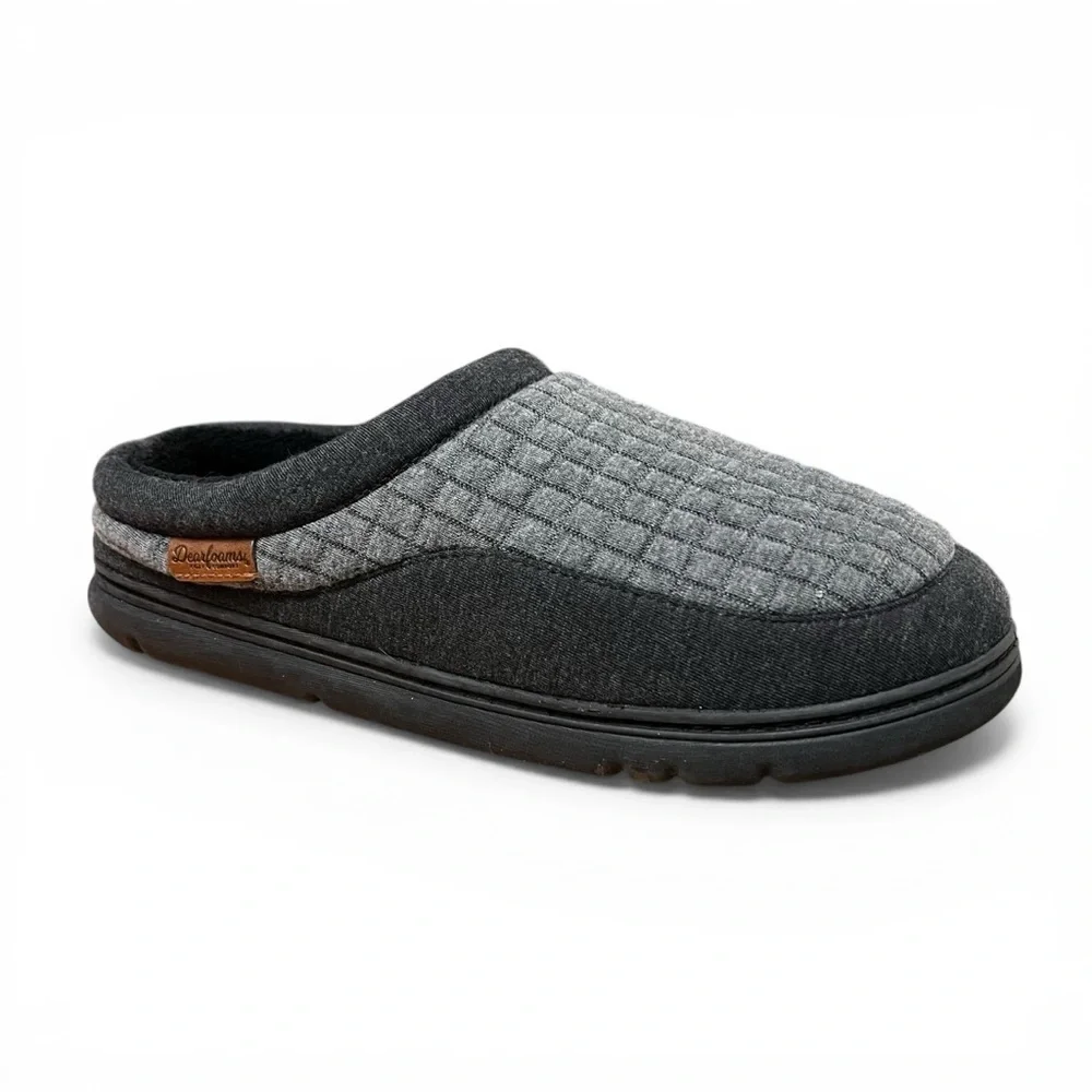 Dearfoams Cozy Comfort Men’s Lounge Clog Slipper Gray Size 9-10 Casual Everyday